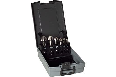 HSS teșitor set DIN 335 tăiere pe dreapta tip N, în casetă forma C 6,3-20,5 6 bucăți, GÜHRING 498