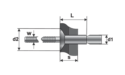 Pop-nituri pentru construcții metalice cu cap teșit 100, oțel/oțel, BRALO