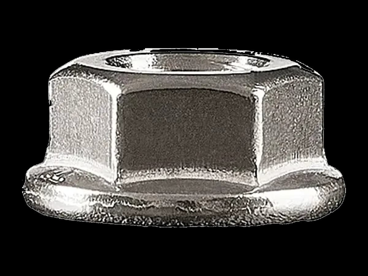 PE01 - ISO 4161 (DIN 6923) - Piuliță hexagonală cu flanșă zimțată din oțel inox A2 (AISI 304)