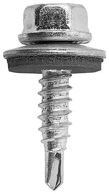 PLC01 - Șurub autoforant cu cap hexagonal, șaibă integrată și degajare sub cap, vârf redus și aripioare de alezare pe tijă, călit, zincat, asamblat cu șaibă cu garnitură din oțel prezincat / EPDM vulcanizată
