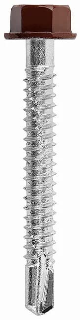 KD02 - Șurub autoforant cu cap hexagonal vopsit, șaibă integrată și degajare sub cap, călit, zincat, certificat ETA-CE
