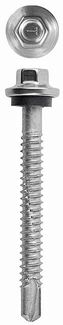 TX01 - Șurub autoforant cu cap hexagonal cu flanșă și calotă din oțel inox A2, călit, asamblat cu garnitură EPDM, acoperire specială „Steel Saver® 1500h”, certificat ETA-CE