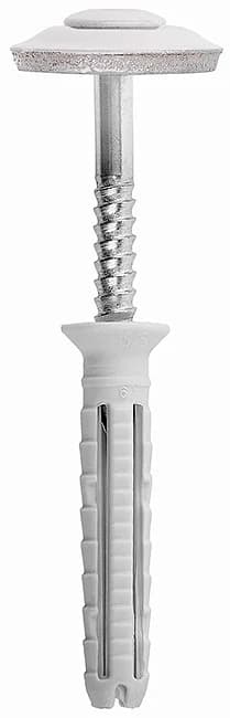 NT - Diblu din nylon cu cap înecat, asamblat cu șurub-cui din oțel inox A2 cu cap semi-înecat și șaibă (garnitură) tip „M”