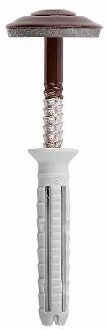NU - Diblu din nylon cu cap înecat, asamblat cu șurub-cui din oțel inox A2 cu cap semi-înecat și șaibă (garnitură) tip „M”