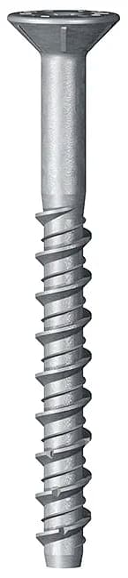 HXS21 - Șurub pentru beton brevetat, cu cap înecat plat cu nervuri, locaș Torx (6 lobi), zincat