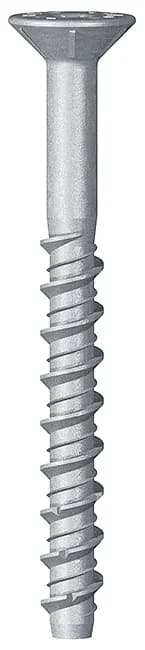 HXS01 - Șurub pentru beton brevetat, cu cap înecat plat cu nervuri, locaș Torx (6 lobi), zincat
