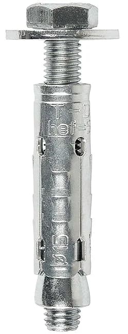 DX01 - Ancoră din tablă rulată cu con de cuplare, cu șurub cu cap hexagonal clasa 8.8 și șaibă, din oțel zincat
