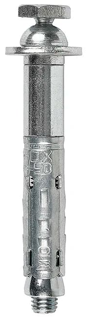 DX04 - Ancoră cu manșon zincată, cu piuliță, prezon și piuliță hexagonală de siguranță cu rupere, cu calotă semisferică (cuplu de rupere pentru desprinderea hexagonului Nm > 13)