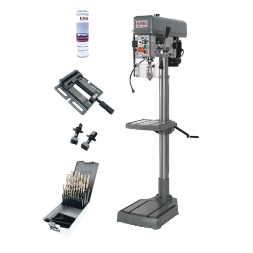 Mașină de găurit profesională cu coloană și invertor KBM 25 I - VARIO, max 25 mm în oțel, MK2, 400 V, 750 W + accesorii, ELMAG