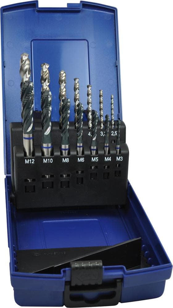 Set tarozi HSS-E de mașină pentru găuri înfundate + burghiu, tratat cu abur, M3-M12, FORUM