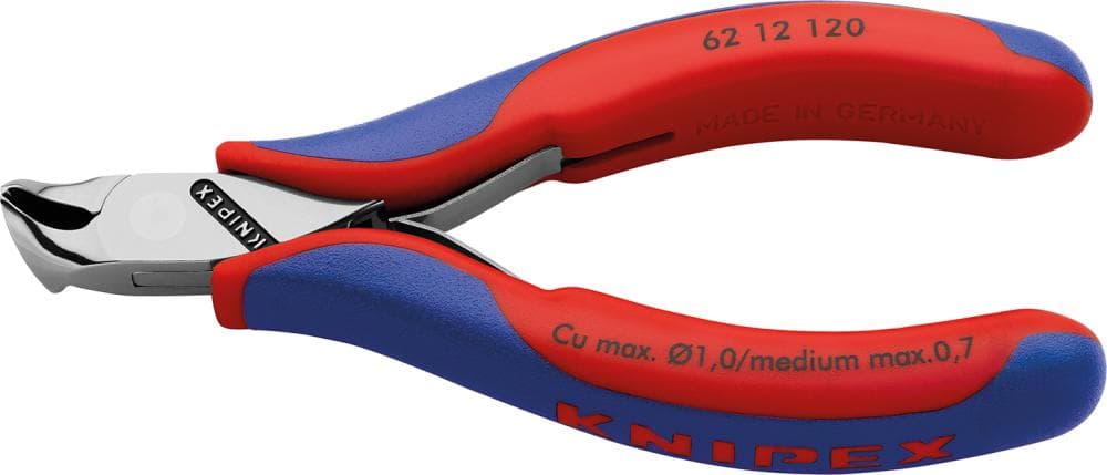 Clește cu tăiș frontal pentru electroniști, 120 mm, cap polisat, 62 12 120, KNIPEX