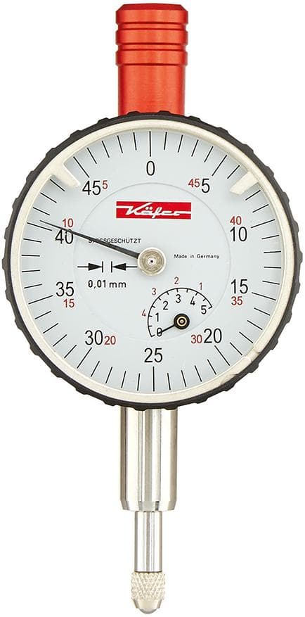 Ceas comparator KM4/5S cu protecție la șoc, 0-5 mm, citire 0,01 mm, KÄFER