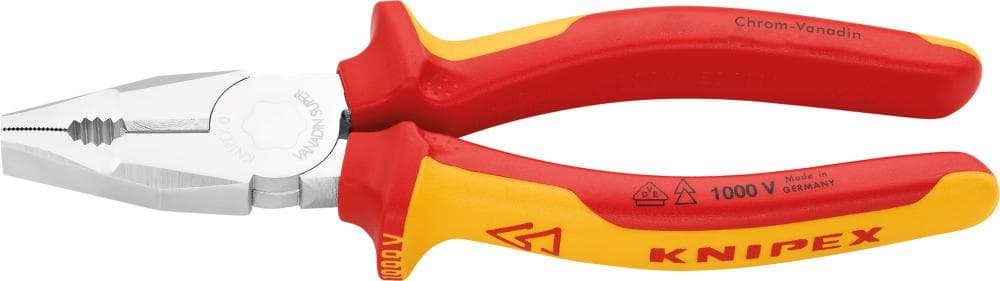 Clește combinat izolat VDE, cromat, 160 mm, mânere bicomponent, 01 06 160, KNIPEX