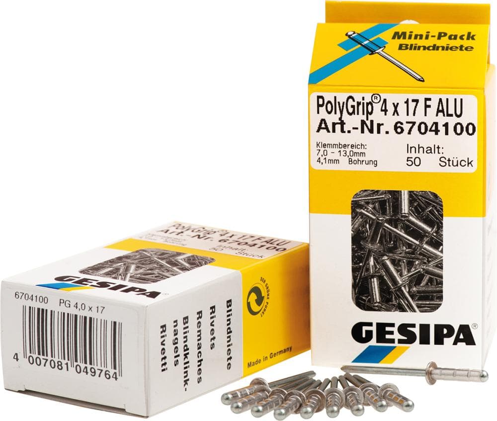 Mini-Pack nituri oarbe PolyGrip® Al/oțel, cap mare, 4.8x10 mm, 25 buc, 1433852, GESIPA
