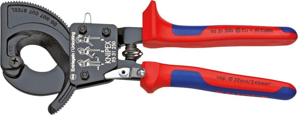 Foarfecă pentru cablu, 250 mm, Ø tăiere 32 mm, 95 31 250, KNIPEX