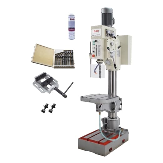 Mașină de găurit semiautomată cu coloană și angrenaj GBM 4/40 SGA, capacitate găurire 40 mm în oțel, MK4, 400 V, 2200/1500 W, cu accesorii, ELMAG