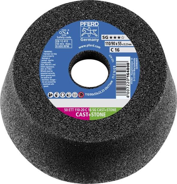 Disc de șlefuit tip oală SG CAST+STONE pentru fontă și piatră, 110x55mm, PFERD