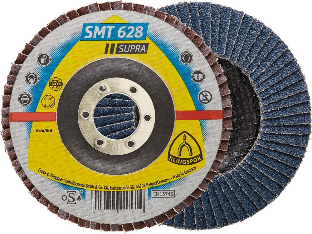 Disc lamelar pentru oțel, inox, 115mm, drept, granulație 40, corindon-zirconiu, KLINGSPOR