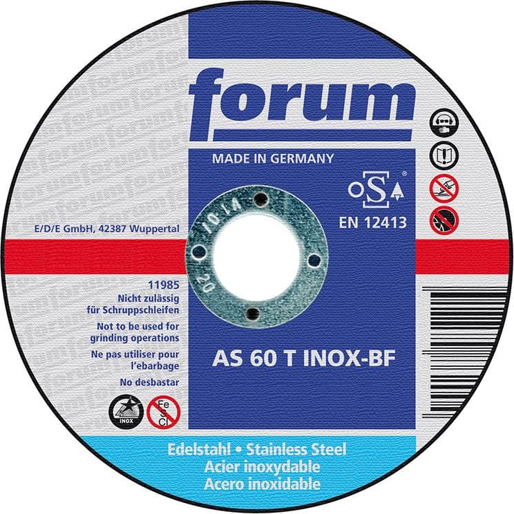 Disc de debitare pentru inox 115x1.0 mm, drept, FORUM