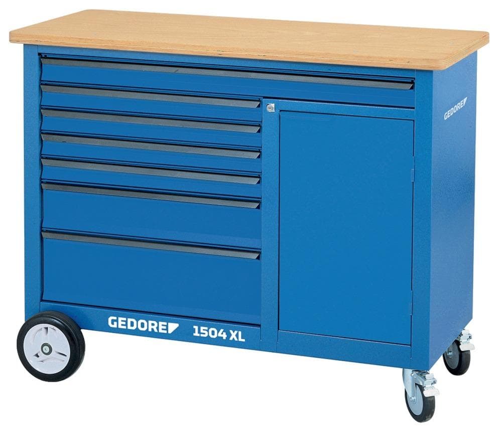 Banc de lucru mobil, 1250x550x985 mm, XL cu ușă și 6 sertare, GEDORE