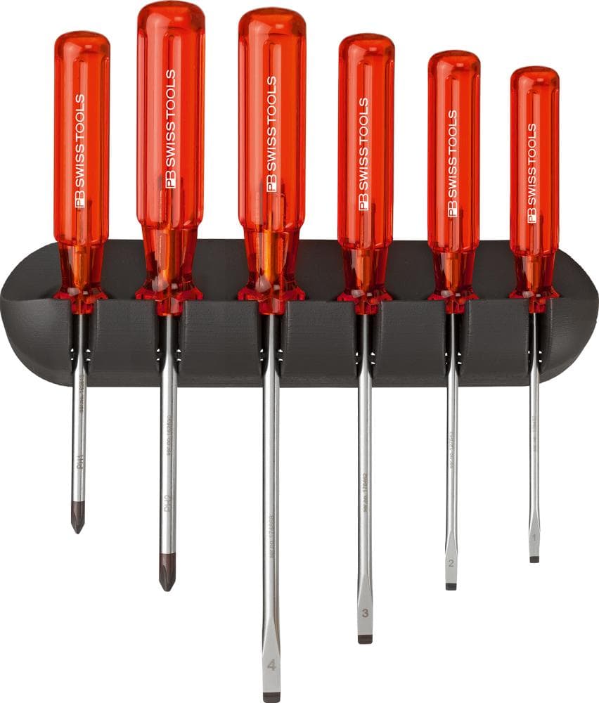 Set de șurubelnițe, 6 piese, pentru șuruburi Philips PH și drepte, cu suport de perete, PB Swiss Tools