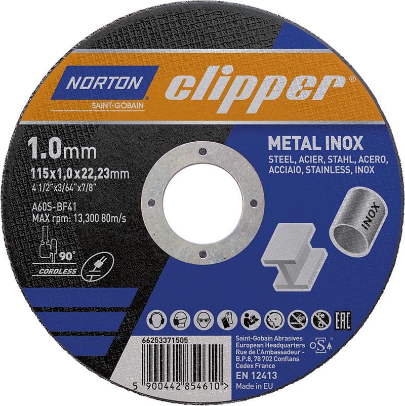 Disc de tăiere metal-inox A60S-115x1,0x22,23mm, NORTON