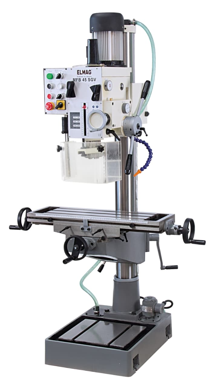 Mașină de găurit și frezat cu coloană MFB 45 SGV, capacitate max. 45 mm în oțel, prindere MK4, 400V, 1100/850W, ELMAG