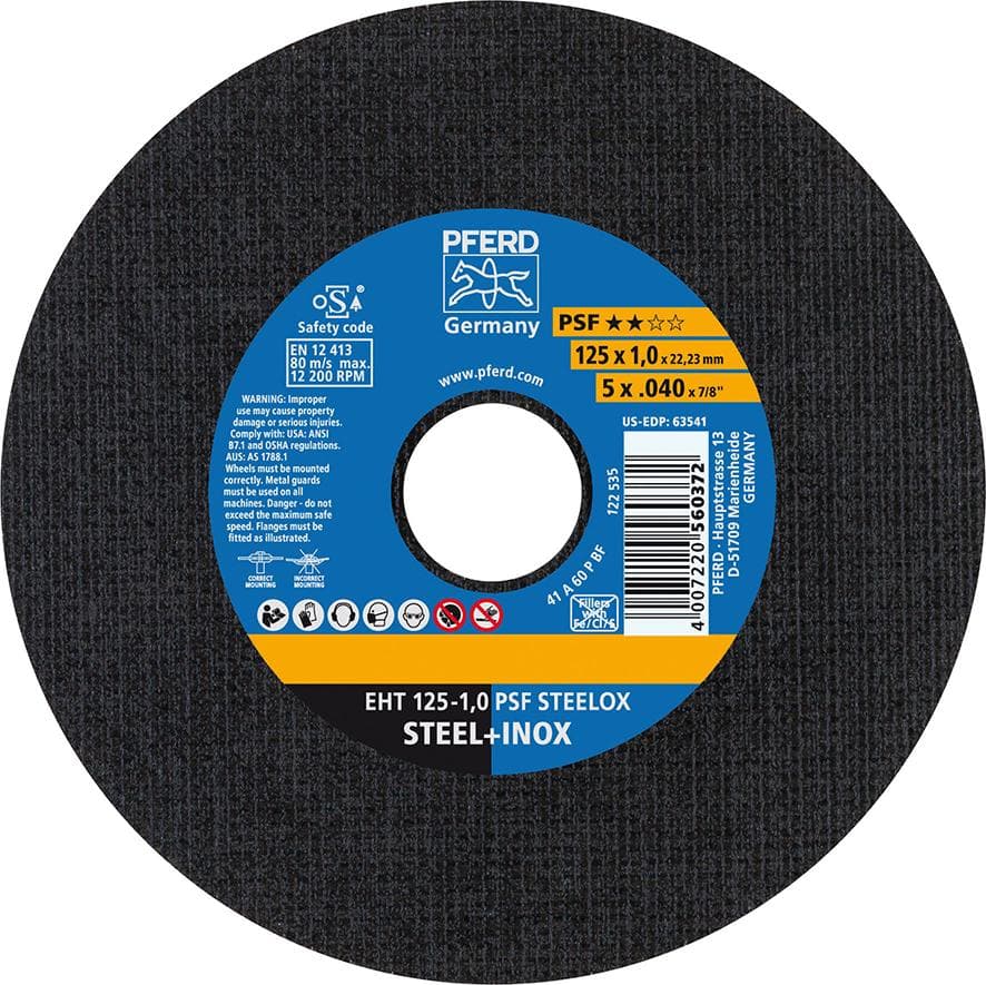 Disc de debitare pentru oțel și inox, 115x1 mm, drept, PFERD