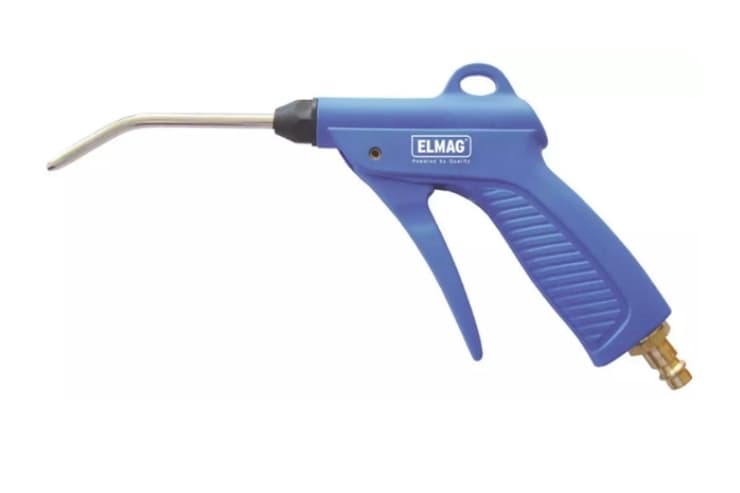Pistol de suflat cu aer comprimat din poliamidă PA, tijă îndoită, complet cu racord, max. 10 bar, 32252, ELMAG