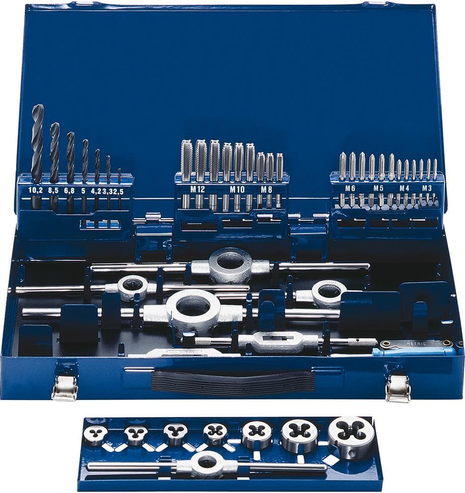 Set de scule pentru filetare de mână DIN352 HSS M3-12, 42 piese, FORUM