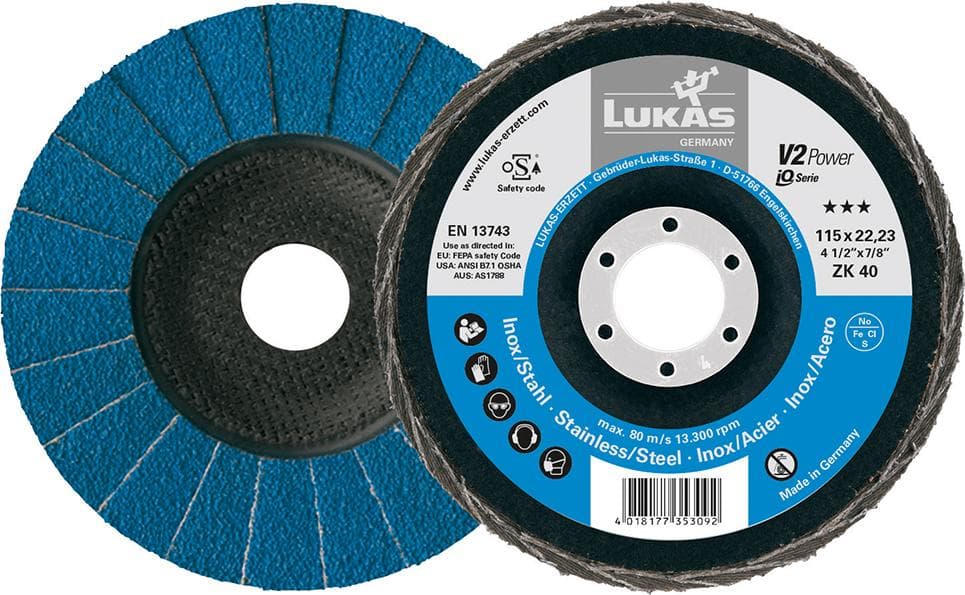 Disc lamelar pentru oțel și aluminiu, 125 mm, drept, granulație 40, zirconiu-corindon, LUKAS