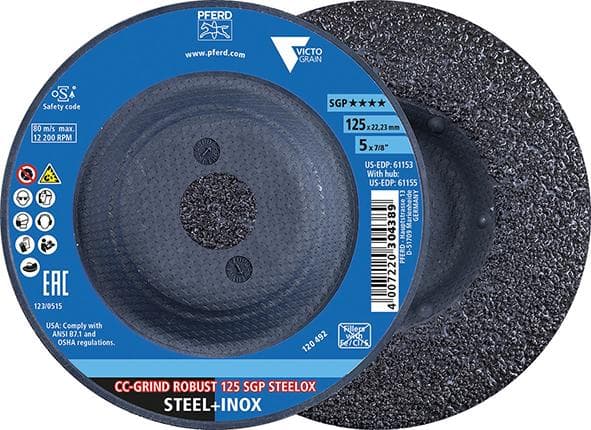 Disc abraziv SGP CC-GRIND-ROBUST STEELOX, 125mm, VICTOGRAIN, PFERD