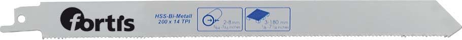 Pânză de ferăstrău sabie pentru metal, bimetal, 200/180/1.8 mm, set 5 buc, FORTIS