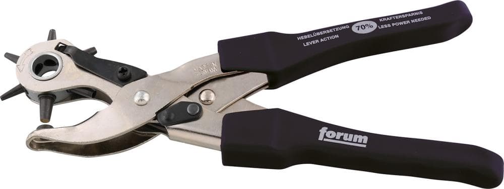 Clește de perforat tip revolver cu pârghie, Ø găuri: 2; 2,5; 3; 3,5; 4; 4,5 mm, 250 mm, FORUM