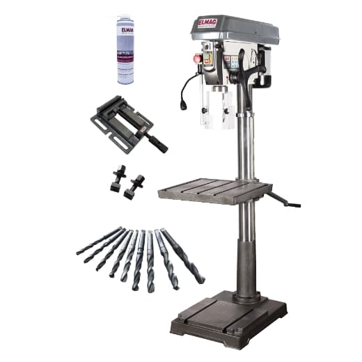 Mașină de găurit profesională cu coloană KBM 32 SN, găurire max. 32 mm în oțel, MK4, 400V 1100W + accesorii, ELMAG