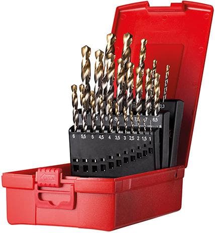 Set burghie elicoidale HSS, TiN, A002, Ø 1-10,5mm, pas 0,5mm + KL, 24 buc, DIN 338N, DORMER