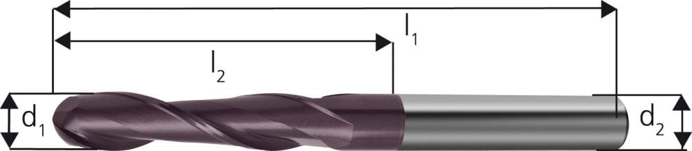 Freză cu cap sferic din carbură monobloc, 3.0mm, TiAlN, DIN 6535 HA, FORUM