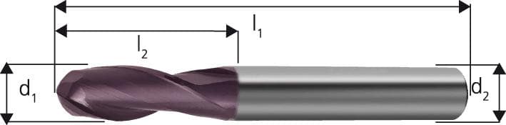 Freză cu cap sferic din carbură monobloc, 0.5mm, TiAlN, DIN6535 HA, FORUM
