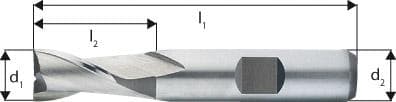 Freză cilindro-frontală HSS Co8%, scurtă, 2 tăișuri, 1.00mm, DIN327D, FORUM
