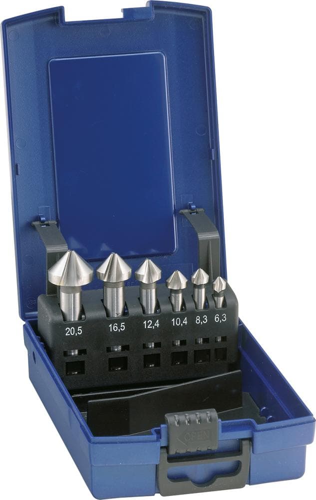 Set teșitoare conice din carbură, 90°, 6.3-20.5mm, 6 buc, DIN 335C, FORUM