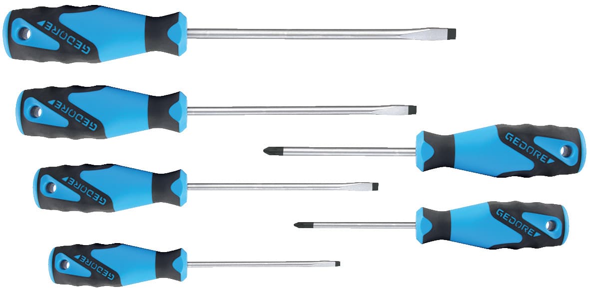Set șurubelnițe cu mâner 3 componente, drepte și PZ, 6 bucăți, Nr. 2150-2160 PZ-06, GEDORE