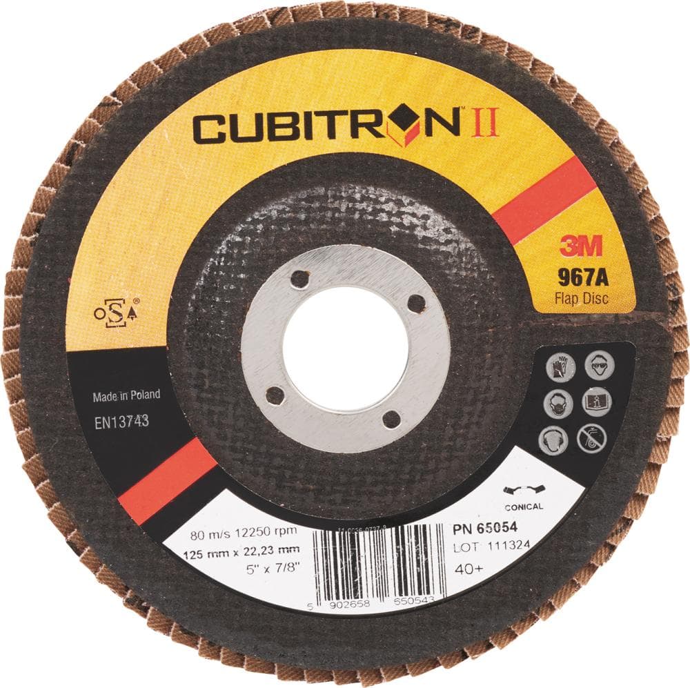 Disc lamelar, Cubitron II 967A, 125 mm, drept, granulație 40+, 3M