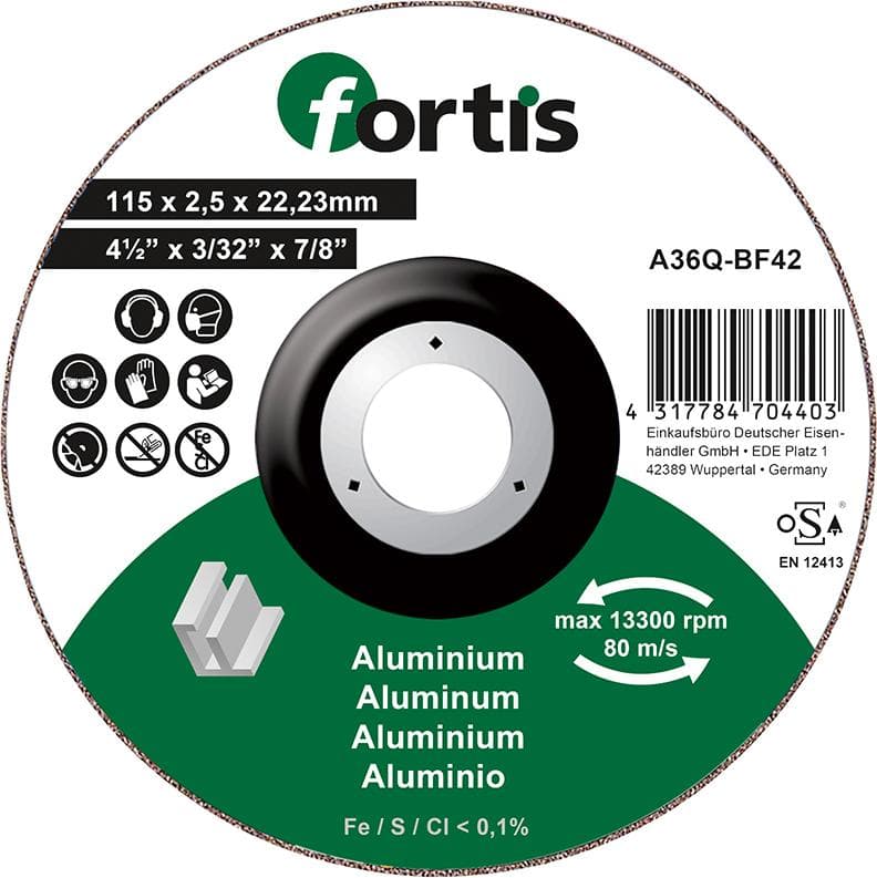 Disc de debitare pentru aluminiu și nemetale, 115x2,5mm, curbat, FORTIS