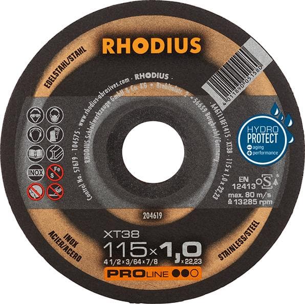 Disc de tăiere pentru inox, 115x1,0 mm, drept, PROLINE, RHODIUS