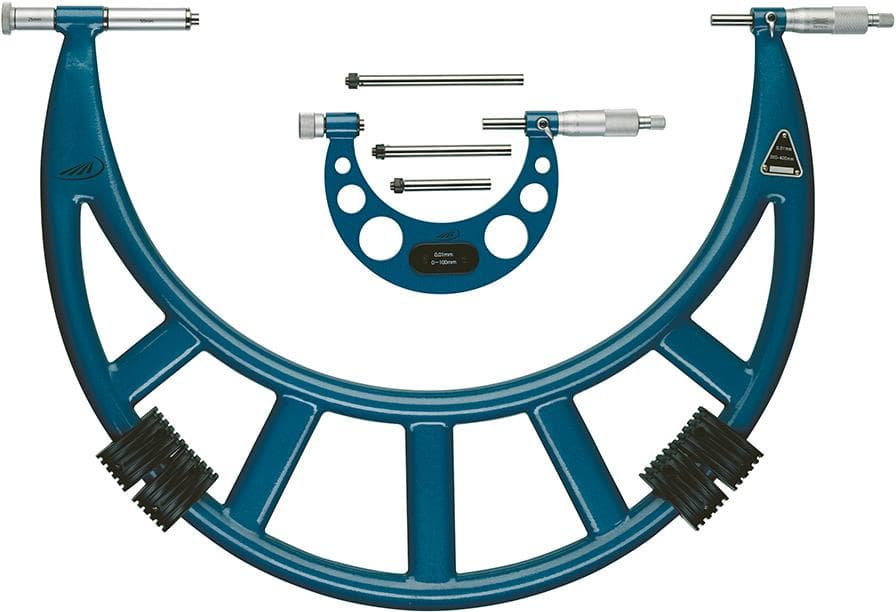 Micrometru cu capete interschimbabile, tambur 20mm, citire 0,01mm, fontă, HELIOS PREISSER
