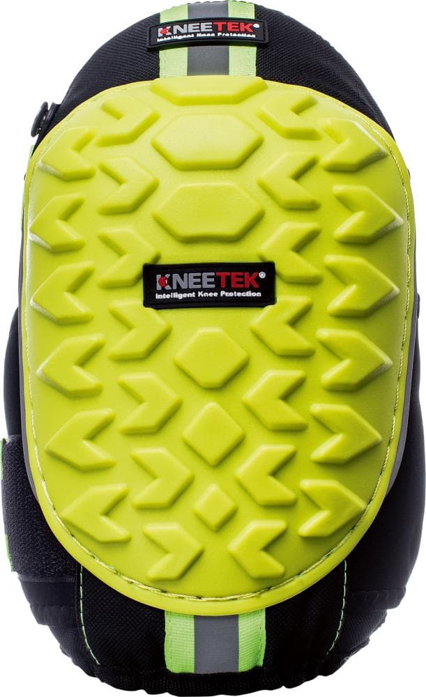Genunchiere reflectorizante HiVis, negru/galben, dimensiuni 250 x 170 x 60 mm, Kneetek