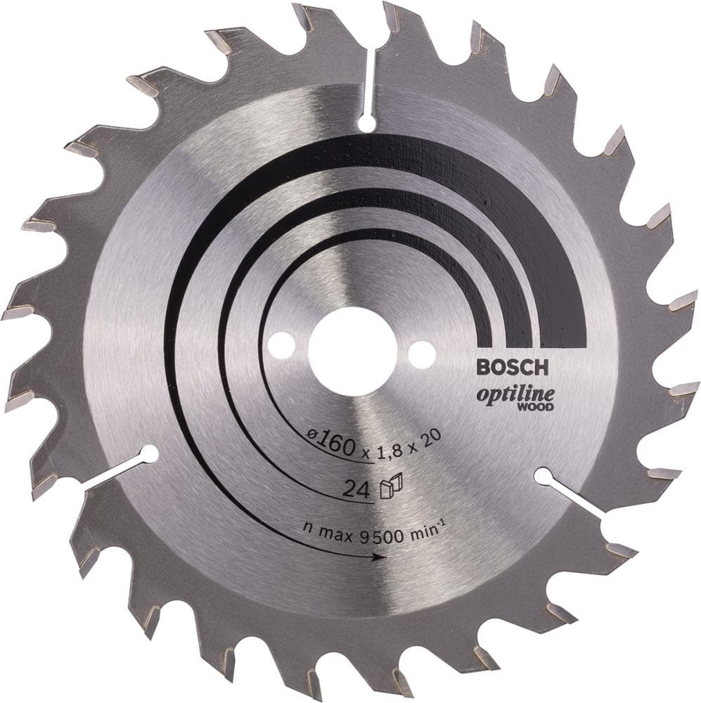 Disc Optiline pentru lemn, pentru ferăstrău circular, Ø 160 x 1.8 mm, 24 dinți WZ, 2608641171, BOSCH