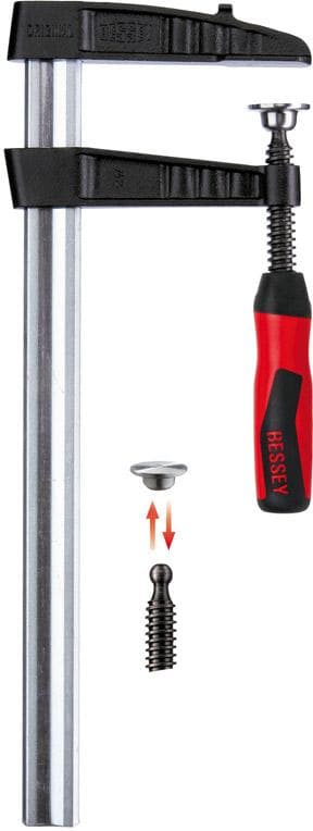 Clemă cu șurub din fontă maleabilă cu mâner bicomponent 500x120mm / 35x11mm, BESSEY