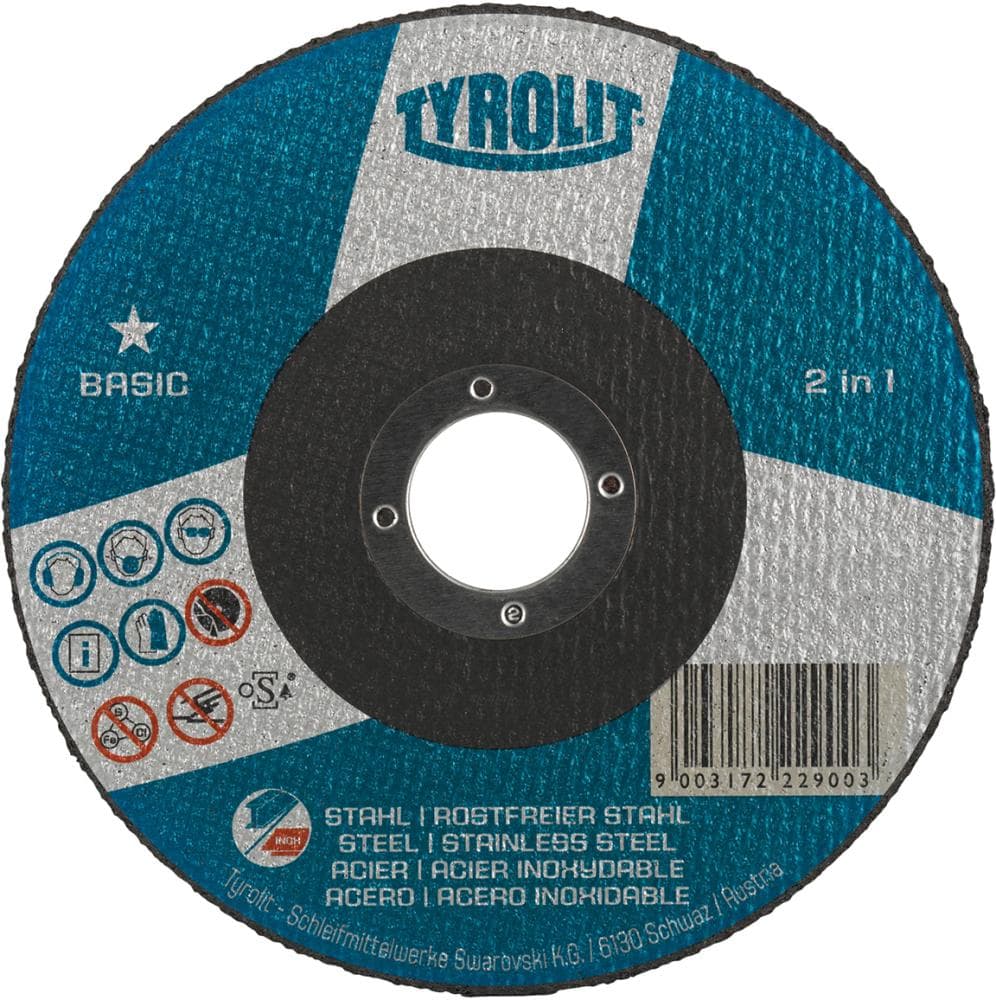 Disc de debitare 2in1 BASIC 125 x 1,0 mm, drept, pentru oțel/oțel inoxidabil, Tyrolit