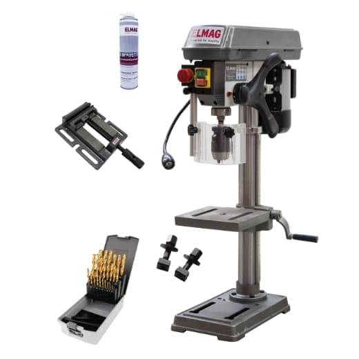 Mașină de găurit profesională cu coloană KBM 13 TN, max 13 mm oțel, MK2, 230V, 550W, cu accesorii, ELMAG